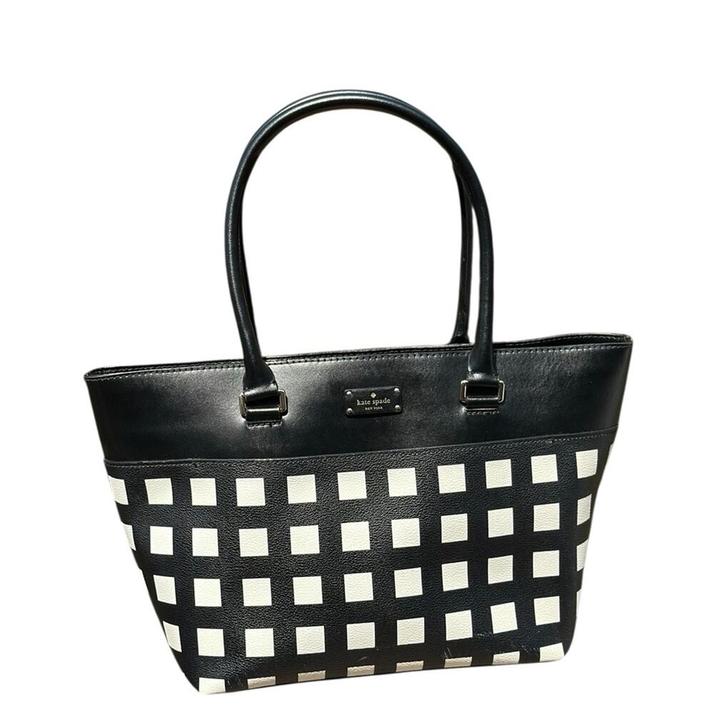 Kate Spade New York Black and White Checkered Tote - Picture 2 of 14